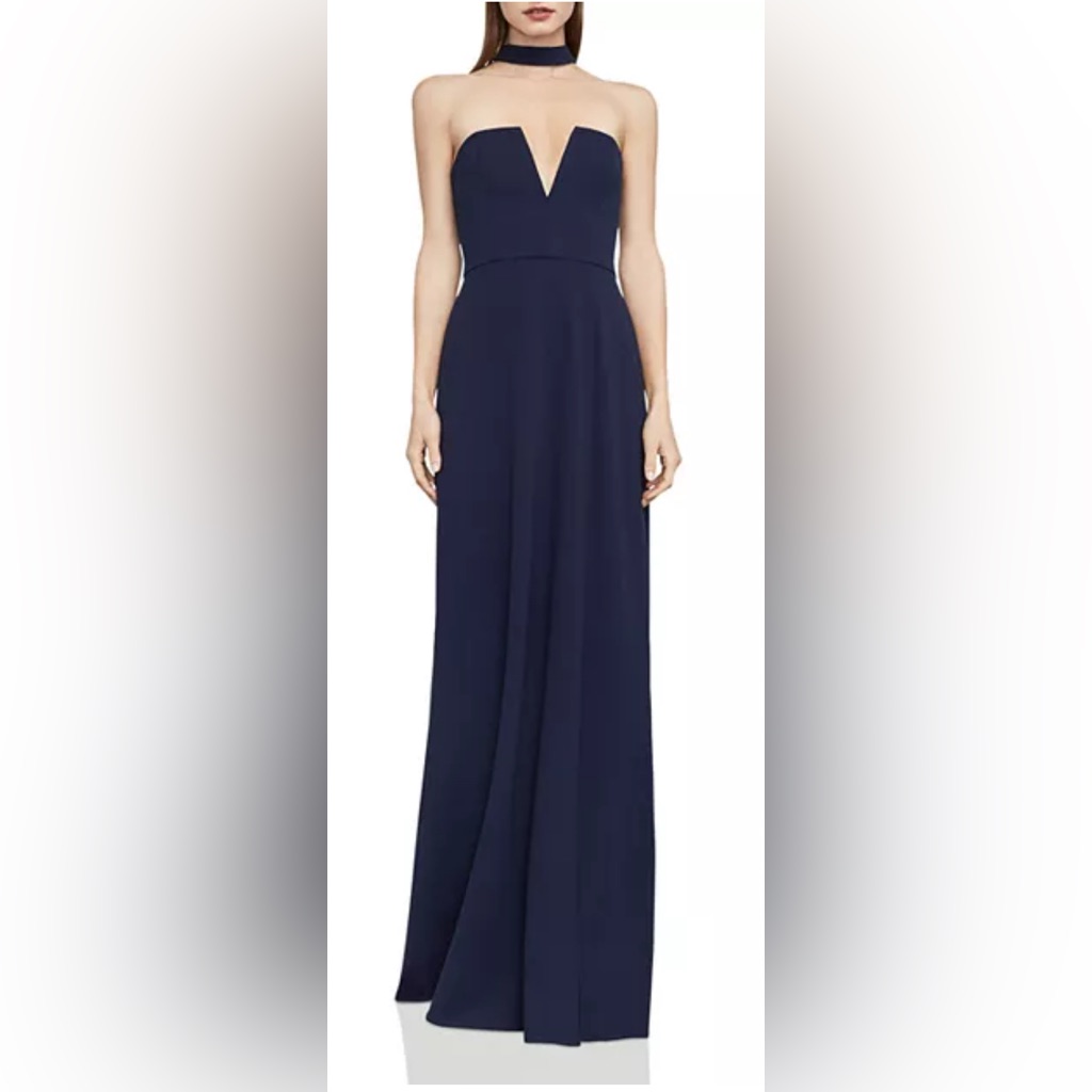 Bcbgmaxazria Deep Blue Strapless Midi Dress